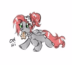 Size: 4096x3690 | Tagged: safe, artist:opalacorn, derpibooru import, oc, oc only, oc:void, pegasus, pony, cookie, female, food, gingerbread (food), laurel wreath, mare, mole, mouth hold, nose piercing, nose ring, piercing, simple background, solo, white background