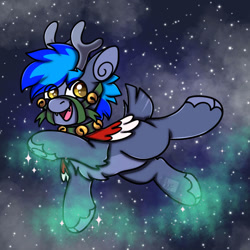 Size: 828x828 | Tagged: safe, artist:alleymutt, derpibooru import, oc, oc:proffy floyd, bat pony, deer, hybrid, pegasus, antlers, deerified, species swap