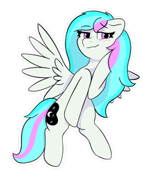 Size: 3279x4000 | Tagged: safe, artist:riley_draws_, derpibooru import, oc, oc only, pegasus, pony, blushing, cute, cutie mark, cyan mane, pegasus oc, ponysona, purple eyes, simple background, smiling, smirk, transparent background