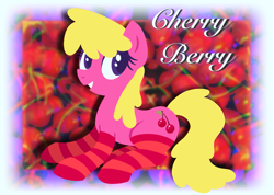 Size: 3107x2217 | Tagged: safe, artist:catponything, derpibooru import, cherry berry, earth pony, pony, g4, clothes, female, lying down, mare, prone, smiling, socks, solo, striped socks