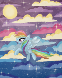 Size: 2400x3000 | Tagged: safe, artist:annuthecatgirl, derpibooru import, rainbow dash, pegasus, pony, g4, best pony, bravery, cloud, compassion, courage, cute, dashabetes, flying, hero dash, honour, hope, integrity, kindness, loyalty, optimism, outdoors, perseverance, rainbow dash is best pony, rainbow sass, simple background, solo, warrior dash