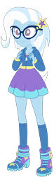 Size: 1900x6160 | Tagged: safe, artist:gmaplay, derpibooru import, trixie, human, better together, equestria girls, forgotten friendship, g4, blue socks, boots, clothes, cute, diatrixes, equestria girls specials, female, glasses, shoes, simple background, skirt, socks, solo, transparent background