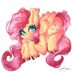 Size: 1500x1500 | Tagged: safe, artist:frezzzypop, derpibooru import, fluttershy, pegasus, pony, g4, colored hooves, female, hooves, mare, signature, simple background, smiling, solo, transparent background