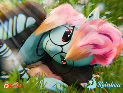 Size: 1920x1440 | Tagged: safe, artist:reinbou, derpibooru import, oc, oc:charlotte parker, anthro, earth pony, 3d, blender, blender cycles, glasses, grass, outdoors, solo