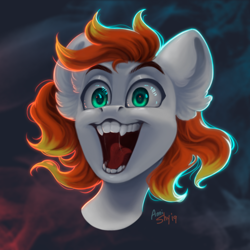 Size: 2000x2000 | Tagged: safe, artist:amishy, derpibooru import, oc, oc only, oc:dookin foof lord, pony, bust, fangs, high res, open mouth, portrait, solo, teeth