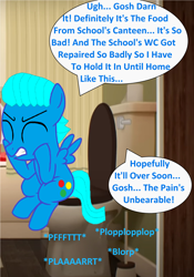 Size: 2104x3008 | Tagged: safe, artist:memeartboi, derpibooru import, pegasus, pony, g4, bathroom, but why, colt, eyes closed, foal, gritted teeth, grunt, grunting, gumball watterson, imminent flush, implied diarrhea, implied farting, implied pooping, indoors, male, onomatopoeia, pain, pegasus wings, ponified, pushing, sitting, sitting on toilet, solo, sound effects, species swap, speech bubble, spread wings, struggle, struggling, suffering, teeth, text, the amazing world of gumball, toilet, toilet humor, toilet paper, ugh, uncomfortable, wings