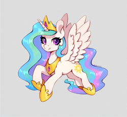 Size: 1200x1100 | Tagged: safe, artist:maytee, derpibooru import, princess celestia, alicorn, pony, g4, digital art, gray background, simple background, solo, spread wings, wings