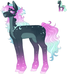 Size: 2475x2732 | Tagged: safe, artist:evamisstopia-adopts, artist:sleepy-nova, derpibooru import, oc, oc only, oc:firefly glow, earth pony, pony, blue coat, blue eyes, body freckles, bonnet, coat markings, colored belly, colored eyebrows, colored eyelashes, colored hooves, colored pinnae, earth pony oc, eyelashes, facial markings, freckles, frown, glowing freckles, gradient legs, gradient mane, gradient tail, hair accessory, hair bun, hooves, lacrimal caruncle, leg freckles, lidded eyes, long legs, long mane, long tail, looking back, mane accessory, missing cutie mark, multicolored mane, multicolored tail, oc redesign, pale belly, pink eyelashes, pink hooves, profile, shiny hooves, shoulder freckles, simple background, snip (coat marking), solo, sparkles, sparkly coat, sparkly legs, sparkly mane, sparkly tail, standing, striped mane, striped tail, tail, tall ears, tied mane, transparent background, wavy mane, wavy tail