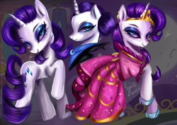 Size: 3508x2480 | Tagged: safe, artist:frijolito darketo, derpibooru import, rarity, pony, unicorn, g4, the best night ever, the cutie re-mark, clothes, dress, eyelashes, eyeshadow, female, gala dress, gown, horn, lidded eyes, makeup, mare, my little pony: friendship is magic, rarity's first gala dress