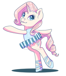 Size: 1024x1168 | Tagged: safe, artist:wicked-red-art, derpibooru import, oc, oc:crystal dancer, unicorn, arms spread out, ballerina, ballet, ballet slippers, clothes, cutie mark, dancing, deviantart watermark, horn, jewelry, leotard, looking at you, obtrusive watermark, pose, simple background, smiling, smiling at you, standing, standing on one leg, tiara, transparent background, tutu, unicorn oc, watermark