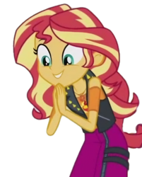 Size: 1312x1632 | Tagged: safe, derpibooru import, editor:cutler1228, sunset shimmer, human, equestria girls, g4, blouse, cute, female, leather vest, shimmerbetes, simple background, skirt, solo, transparent background