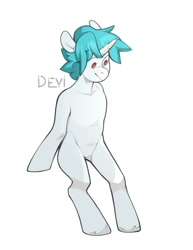 Size: 1026x1326 | Tagged: safe, artist:devi_shade, derpibooru import, oc, oc only, semi-anthro, unicorn, belly, collarbone, horn, human shoulders, humanoid torso, simple background, solo, white background