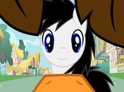 Size: 2662x1995 | Tagged: safe, artist:punkieprimeape1, derpibooru import, oc, oc:ej, oc:shane park, g4, gay, male, offscreen character, ponyville, pov