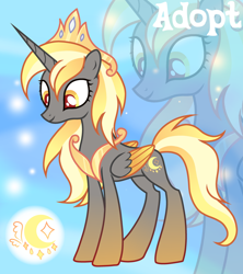 Size: 1280x1443 | Tagged: safe, artist:vi45, derpibooru import, oc, oc only, alicorn, pony, adoptable, alicorn oc, base used, colored pupils, colored wings, colored wingtips, concave belly, crown, eyelashes, female, female oc, folded wings, golden eyes, gradient background, gradient legs, gradient mane, gradient tail, gradient wings, gradient wingtips, gray coat, horn, jewelry, long horn, looking down, mare, mare oc, orange wingtips, peytral, red pupils, regalia, slender, smiling, solo, standing, tail, thin, three quarter view, tiara, unicorn horn, wings, yellow mane, yellow tail, yellow wingtips, zoom layer