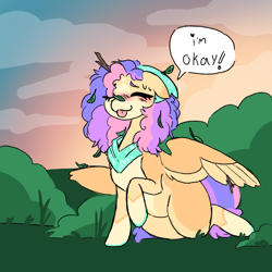 Size: 1500x1500 | Tagged: safe, artist:octanez, derpibooru import, oc, oc only, pegasus, crash, scenery, speech bubble, talking, talking to viewer, unnamed oc