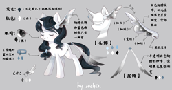 Size: 2160x1136 | Tagged: safe, artist:orchid, artist:orchidlanlan738, derpibooru import, oc, oc only, pony, unicorn, accessory, digital art, female, full body, horn, mare, reference sheet, smiling, solo, unicorn oc, white coat, wings