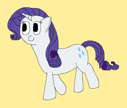 Size: 556x471 | Tagged: safe, artist:jittermouse, derpibooru import, rarity, pony, unicorn, g4, horn, ms paint, smiling, solo, walking