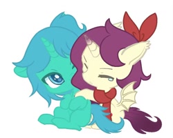 Size: 908x726 | Tagged: safe, derpibooru import, oc, oc:erhai ripple, oc:暮色淫淫, bat pony, pony, unicorn, horn