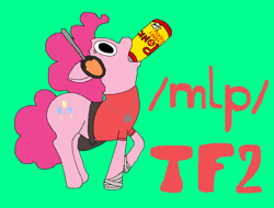 Size: 700x532 | Tagged: safe, artist:jittermouse, derpibooru import, pinkie pie, earth pony, pony, g4, /mlp/, /mlp/ tf2 general, bag, clothes, drink, drinking, energy drink, headphones, headset, microphone, ms paint, scout (tf2), shirt, solo, t-shirt, team fortress 2