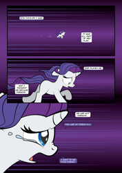 Size: 1920x2715 | Tagged: safe, artist:alexdti, derpibooru import, rarity, pony, unicorn, comic:how we met, comic:how we met (italian), g4, comic, crying, female, filly, filly rarity, foal, horn, italian, mare, running, solo, teary eyes, younger