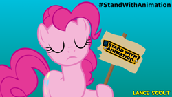 Size: 1920x1080 | Tagged: safe, artist:lancescout, derpibooru import, pinkie pie, g4, sign, stand with animation