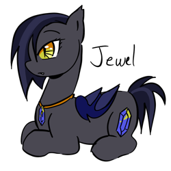 Size: 1000x1000 | Tagged: safe, artist:0liiver, derpibooru import, oc, oc only, oc:jewel (0liiver), bat pony, pony, bat pony oc, jewelry, necklace, profile, simple background, solo, white background