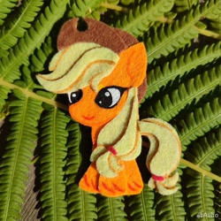 Size: 960x960 | Tagged: safe, artist:sofia metropolskaya, derpibooru import, applejack, earth pony, g4, applebetes, chibi, craft, cute, felt, felting, handmade, looking away, photo, smiling, standing