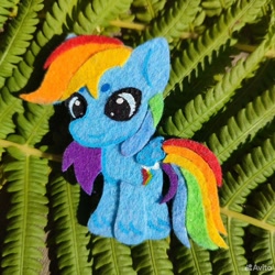 Size: 960x960 | Tagged: safe, artist:sofia metropolskaya, derpibooru import, rainbow dash, pegasus, g4, chibi, craft, cute, dashabetes, felt, felting, handmade, looking away, photo, smiling, standing