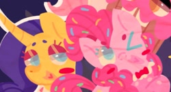 Size: 1059x566 | Tagged: safe, derpibooru import, cup cake, pinkie pie, rarity, g4, five nights at freddy's, fnaf 2, toy chica