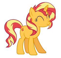 Size: 1770x1680 | Tagged: safe, artist:detailedatream1991, derpibooru import, sunset shimmer, pony, unicorn, g4, ^^, cute, eyes closed, female, happy, horn, mare, shimmerbetes, simple background, smiling, solo, transparent background