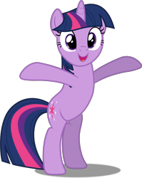 Size: 4919x6168 | Tagged: safe, artist:firlin123, derpibooru import, twilight sparkle, unicorn twilight, pony, unicorn, g4, sweet and elite, .svg available, absurd resolution, bipedal, cute, female, happy, horn, mare, my little pony: friendship is magic, open mouth, simple background, smiling, solo, spread hooves, svg, transparent background, twiabetes, vector