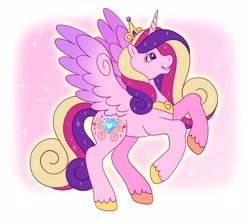 Size: 2686x2383 | Tagged: safe, artist:sketchquill, derpibooru import, princess cadance, alicorn, pony, g2, g4, female, g4 to g2, generation leap, high res, mare, rearing, smiling, solo, sparkles, spread wings, unshorn fetlocks, wings