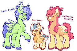 Size: 1559x1044 | Tagged: safe, artist:zer0wlet, derpibooru import, oc, oc only, oc:lush brush, oc:magnolia sunrise, oc:sunshower, earth pony, pegasus, pony, blue mane, blue tail, blushing, brown hooves, chest fluff, coat markings, colored, colored hooves, colt, ear piercing, earring, earth pony oc, eyebrows, eyebrows visible through hair, family, family photo, female, female oc, foal, full body, green coat, green eyes, hooves, jewelry, looking, looking at each other, looking at someone, male, male oc, mare, mother and father, name, open mouth, orange coat, outline, parent, pegasus oc, piercing, pink mane, pink tail, purple eyes, purple hooves, purple mane, purple tail, quadrupedal, raised hoof, raised leg, simple background, smiling, smiling at each other, stallion, standing, tail, three quarter view, transparent background, trio, unshorn fetlocks, white outline