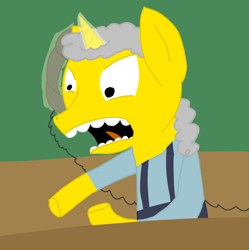 Size: 3896x3906 | Tagged: safe, artist:fedya_1991_i, derpibooru import, unicorn, g4, agressive, bar, crossover, horn, moe syzlak, phone, telephone prank, the simpsons, worker