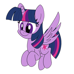 Size: 900x900 | Tagged: safe, artist:unitxxvii, derpibooru import, twilight sparkle, twilight sparkle (alicorn), alicorn, pony, g4, female, flying, mare, smiling, solo, spread wings, wings