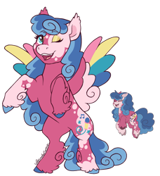 Size: 1271x1395 | Tagged: safe, artist:caffeinatedcarny, derpibooru import, melody, pegasus, pony, g1, my little pony tales, bipedal, coat markings, colored hooves, colored wings, cute, cute little fangs, ear tufts, eyeshadow, fangs, feathered ears, feathered fetlocks, female, fetlock tuft, hooves, makeup, mare, mismatched hooves, multicolored wings, one eye closed, open mouth, open smile, pegasus melody, pinto, race swap, rearing, redesign, simple background, smiling, solo, species swap, spread wings, transparent background, unshorn fetlocks, vitiligo, wings, wink, yellow eyeshadow