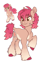 Size: 873x1249 | Tagged: safe, artist:caffeinatedcarny, derpibooru import, patch (g1), earth pony, pony, g1, my little pony tales, bandage, coat markings, colored hooves, eye clipping through hair, eyebrows, eyebrows visible through hair, female, fetlock tuft, golden eyes, gradient hooves, gradient legs, gradient mane, head turn, hooves, leg fluff, mare, raised hoof, raised leg, redesign, simple background, solo, standing, torn ear, transparent background, unshorn fetlocks