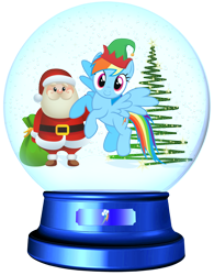 Size: 1700x2177 | Tagged: safe, artist:lizzmcclin, derpibooru import, rainbow dash, pegasus, pony, g4, christmas, christmas tree, cute, dashabetes, elf hat, female, hat, holiday, rainbow dash is best pony, rainbow sass, santa claus, snow globe, tree