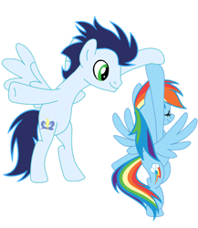 Size: 1280x1475 | Tagged: safe, artist:soarindasher10, derpibooru import, rainbow dash, soarin', pegasus, pony, dancing, female, male, mare, shipping, simple background, soarindash, stallion, straight, transparent background