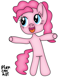 Size: 1200x1600 | Tagged: safe, artist:pinkcatbi, derpibooru import, pinkie pie, earth pony, pony, g4, bipedal, simple background, white background