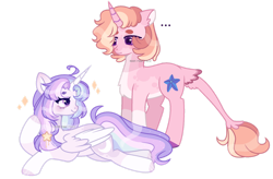 Size: 1280x838 | Tagged: safe, artist:moon-rose-rosie, derpibooru import, oc, oc only, oc:celestial moon, oc:coralina, alicorn, unicorn, female, horn, lying down, mare, prone, simple background, transparent background