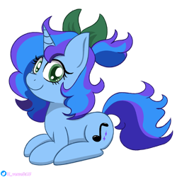 Size: 3072x3072 | Tagged: safe, artist:juniverse, derpibooru import, oc, oc:starfall, pony, unicorn, colored, commission, female, happy, horn, looking at you, pony town, pony town oc, ribbon, sitting, solo