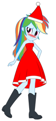 Size: 1669x3574 | Tagged: safe, artist:cartoonmasterv3, derpibooru import, rainbow dash, human, equestria girls, g4, advent calendar, christmas, christmas 2024, clothes, costume, female, hat, holiday, santa claus, santa costume, santa hat, simple background, solo, transparent background