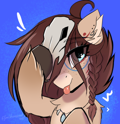 Size: 1932x2000 | Tagged: source needed, safe, artist:sonigiraldo, derpibooru import, oc, oc only, oc:ondrea, pegasus, pony, :p, braid, female, looking at you, mare, pegasus oc, solo, tongue, tongue out, unshorn fetlocks