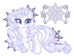 Size: 3034x2292 | Tagged: safe, artist:afterglory, derpibooru import, oc, oc only, pony, unicorn, adoptable, adoptable open, alternate versions at source, base used, blue pupils, blushing, colored eyelashes, colored pupils, eyelashes, eyeshadow, female, female oc, for sale, head turn, high res, horn, jewelry, long mane, long tail, looking away, looking to side, looking to the right, makeup, mare, mare oc, purple eyelashes, purple eyes, purple eyeshadow, raised hoof, raised leg, signature, simple background, smiling, snow, snowflake, solo, standing, standing on three hooves, striped mane, striped tail, tail, thick eyelashes, three toned mane, three toned tail, tiara, transparent background, unicorn horn, unicorn oc, wavy mane, wavy tail, white coat