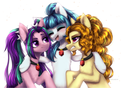 Size: 3200x2312 | Tagged: safe, artist:avrameow, derpibooru import, adagio dazzle, aria blaze, sonata dusk, pony, simple background, the dazzlings, trio, white background