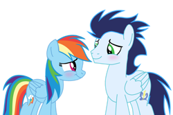 Size: 1280x849 | Tagged: safe, artist:soarindasher10, derpibooru import, rainbow dash, soarin', pegasus, pony, g4, duo, female, male, mare, shipping, simple background, soarindash, stallion, straight, transparent background