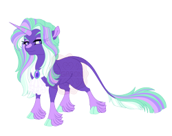 Size: 4900x3900 | Tagged: safe, artist:gigason, derpibooru import, oc, oc:larkspur lilac, pony, unicorn, g4, adoptable, blank flank, brooch, cloven hooves, coat markings, colored, colored eyebrows, colored hooves, colored horn, colored pinnae, colored pupils, crack ship offspring, eye clipping through hair, eye markings, eyebrows, eyelashes, facial markings, female, female oc, fetlock tuft, flat colors, frown, green hooves, high res, hooves, horn, jabot, jewelry, leonine tail, long eyelashes, long mane, long tail, looking back, mare, mare oc, obtrusive watermark, offspring, parent:clover the clever, parent:starlight glimmer, pendant, purple coat, purple eyes, purple pupils, raised eyebrow, simple background, snip (coat marking), socks (coat marking), solo, standing, striped horn, tail, thin tail, three quarter view, three toned mane, three toned tail, transparent background, unamused, unicorn horn, unicorn oc, watermark