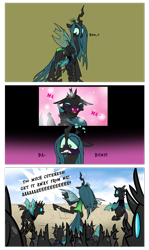 Size: 1889x3174 | Tagged: safe, artist:petalierre, derpibooru import, queen chrysalis, changeling, changeling queen, nymph, pony, g4, bipedal, blushing, butt, comic, cute, cutealis, cuteling, dialogue, eyes closed, female, frown, gritted teeth, hug, mommy chrissy, open mouth, plot, scared, shivering, smiling, teeth, weapons-grade cute, wide eyes