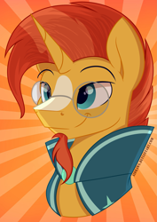 Size: 2059x2912 | Tagged: safe, artist:artsyambi, derpibooru import, sunburst, pony, unicorn, g4, the crystalling, bust, cloak, clothes, facial hair, glasses, goatee, horn, looking at you, male, my little pony: friendship is magic, portrait, solo, stallion, stupid sexy sunburst, sunburst's cloak, sunburst's glasses